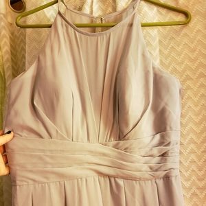 Pastel grey keyhole halter bridal dress